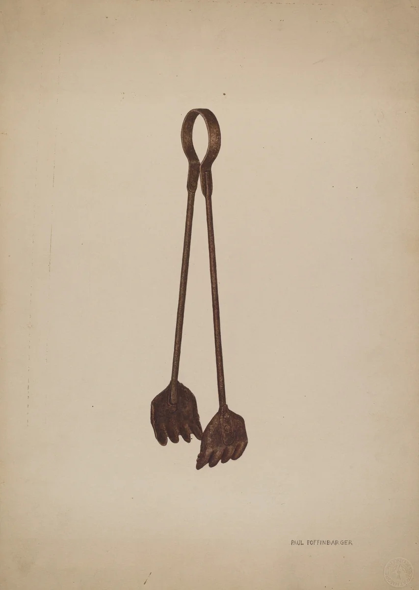 Fireplace Tongs by Paul Poffinbarger, index of american design, 1941
