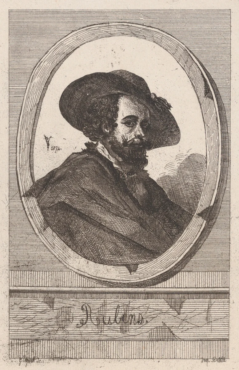 Self-portrait of Peter Paul Rubens by anonymous, print, 1874
