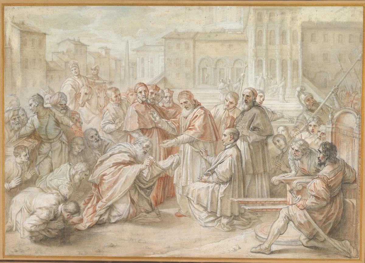 Pius V and the Ambassador of the King of Poland by Benedetto Luti, drawing, 1707-1717