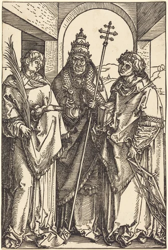 Saints Stephen, Sixtus, and Lawrence by Albrecht Dürer, print, 1504-1505