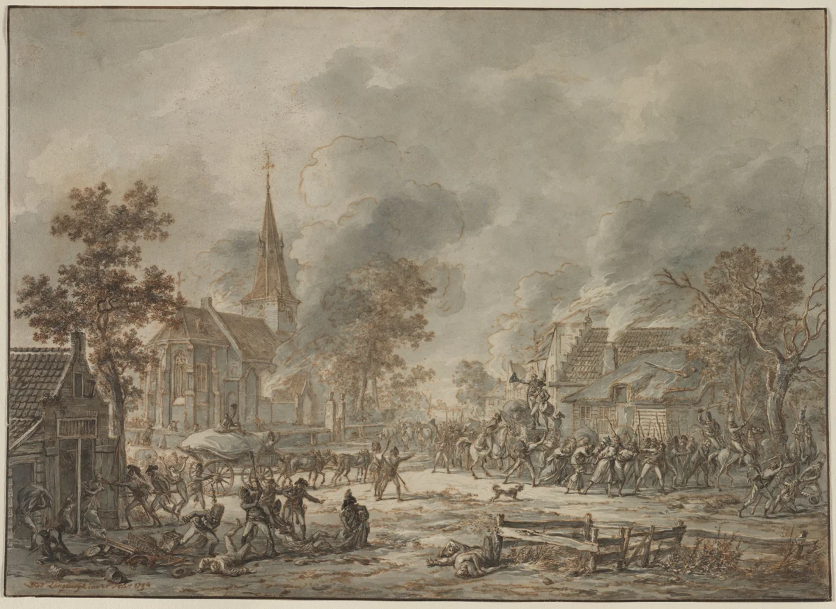 Pillaging Soldiers by Dirk Langendijk, drawing, 1794