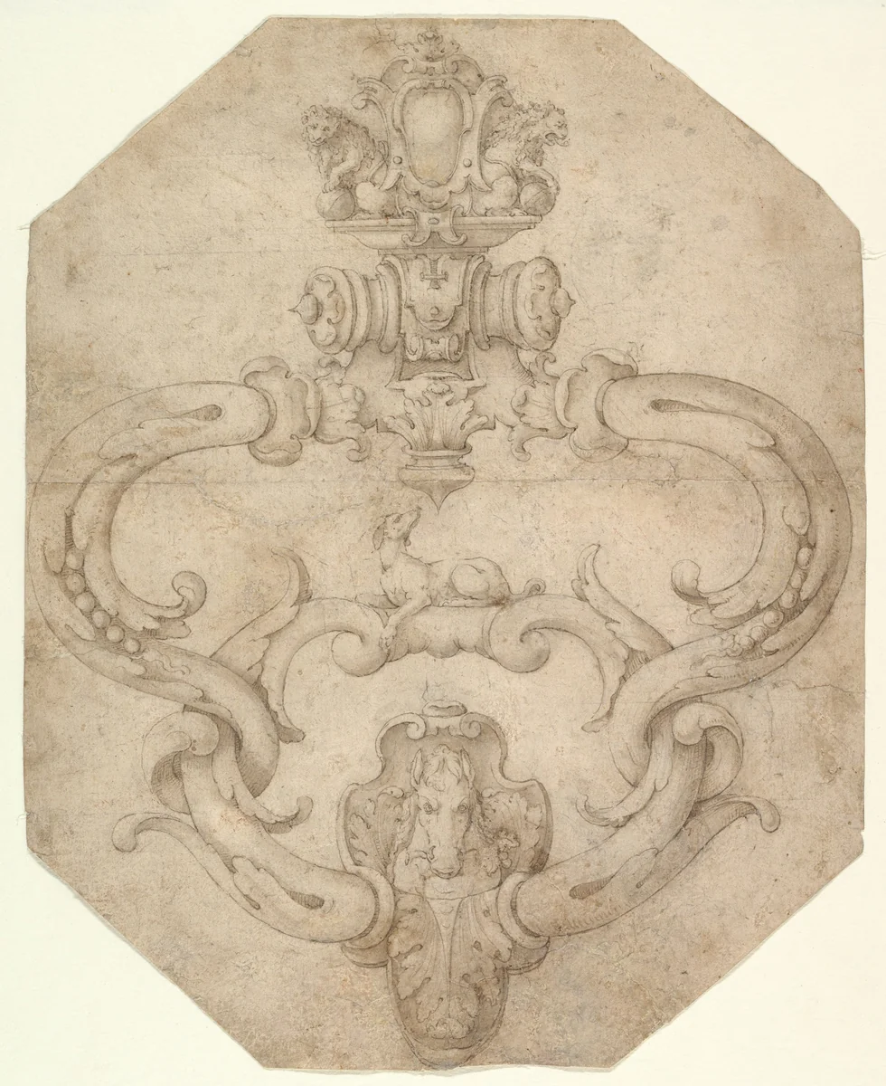 Design for Door Knocker by Etienne Delaune, drawing, 1525-1583