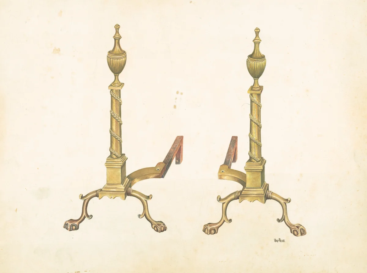 Andirons by Ray Price, index of american design, 1938
