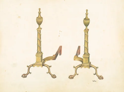 Andirons by Ray Price, index of american design, 1938