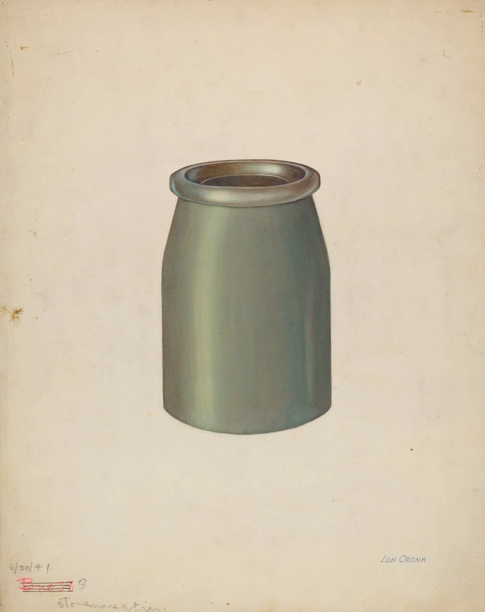 Stoneware Quart Jar by Lon Cronk, index of american design, 1941