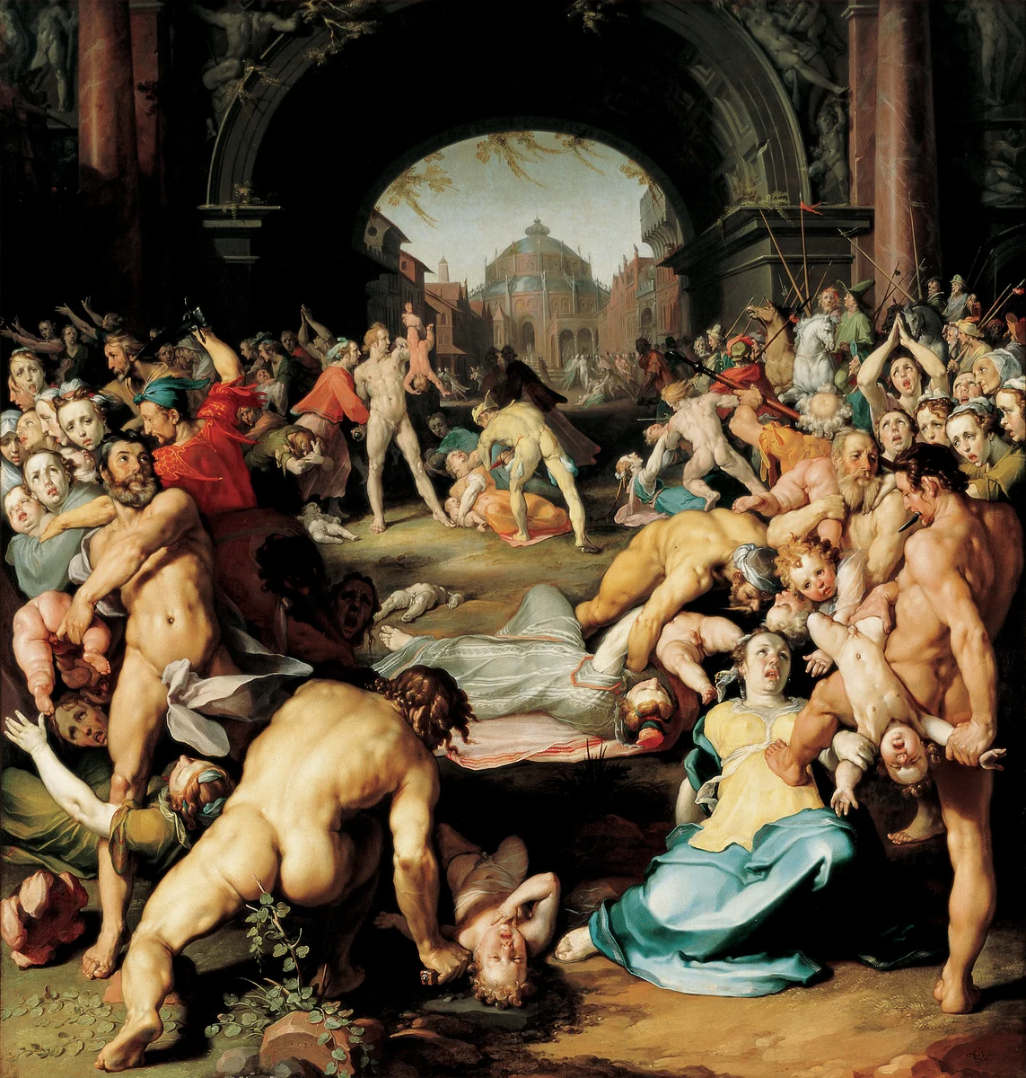 The Massacre of the Innocents by Cornelis Cornelisz. van Haarlem, painting, 1591