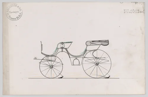 Design for Park Phaeton, no. 3043a by Brewster & Co., drawing, 1874
