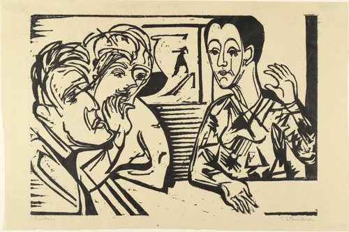 Conversation (Unterhaltung) by Ernst Ludwig Kirchner, print, 1929