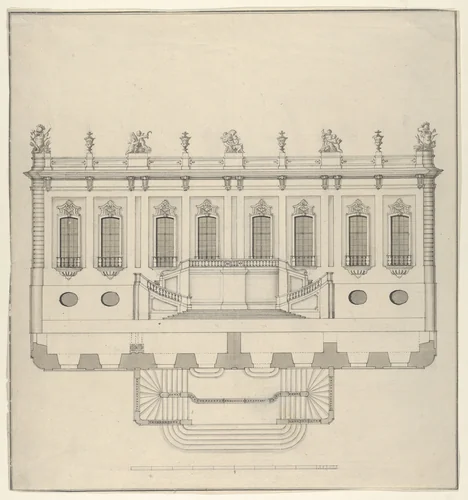 Design for a Palace Façade by anonymous, drawing, 1695-1705