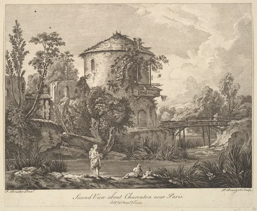 Second View of Charenton near Paris by Peter Paul Benazech, print, 1730-1783