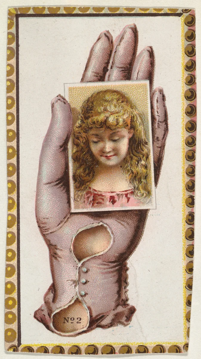 Card Number 2, cut-out from banner advertising the Opera Gloves series (G29) for Allen & Ginter Cigarettes by Allen & Ginter, print, 1885-1895