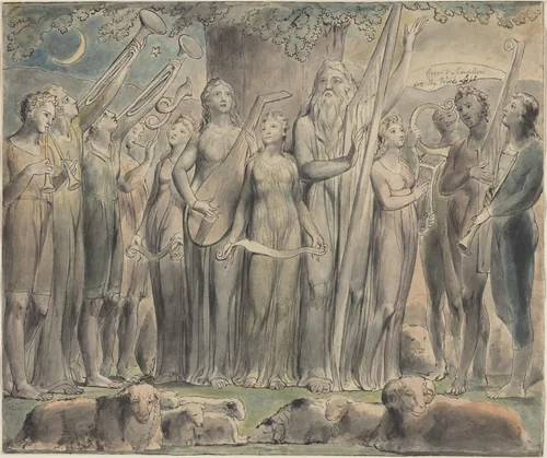 Job and His Family Restored to Prosperity by William Blake, drawing, 1821