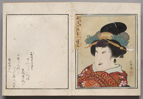 Double-Leaf from Album of Actor Portraits by Shōrakusai, book, 1785-1815