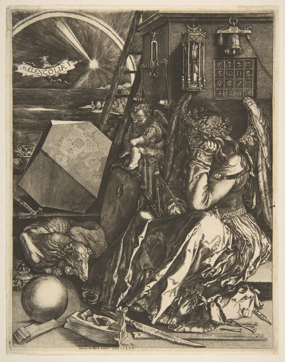 Melencolia I (copy) by Jan Wierix, print, 1602
