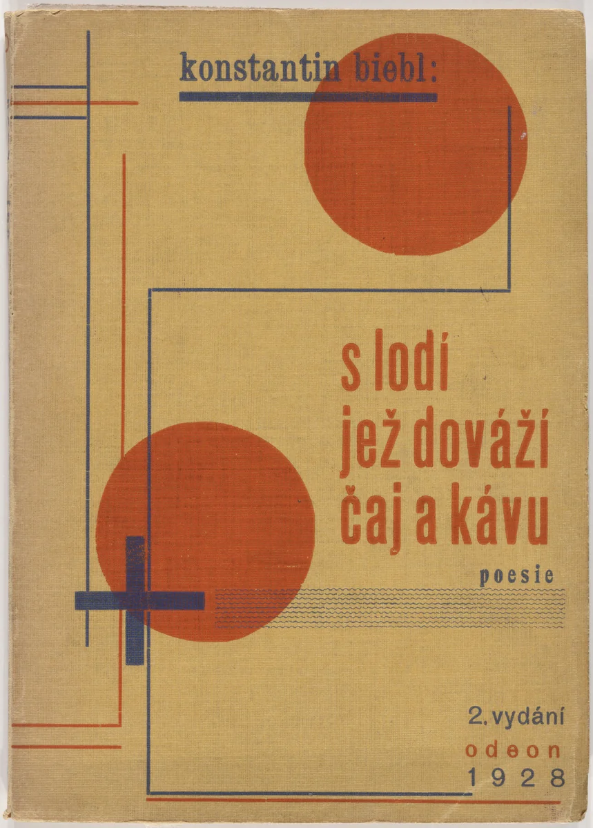 With the Ship that Brings Tea and Coffee (S lodí jež dováží čaj a kávu) by Konstantin Biebl by Karel Teige, design, 1928