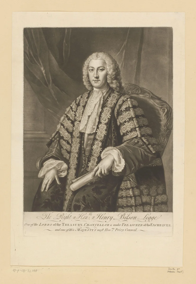 Portret van Henry Bilson-Legge by Richard Houston, print, 1731-1775