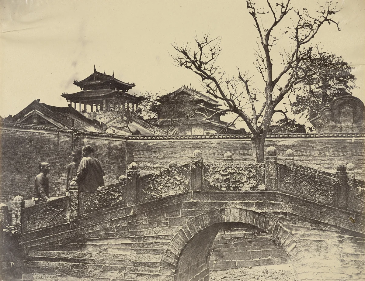 Bridge in Confucious Temple, Canton by Felice Beato, photograph, 1860