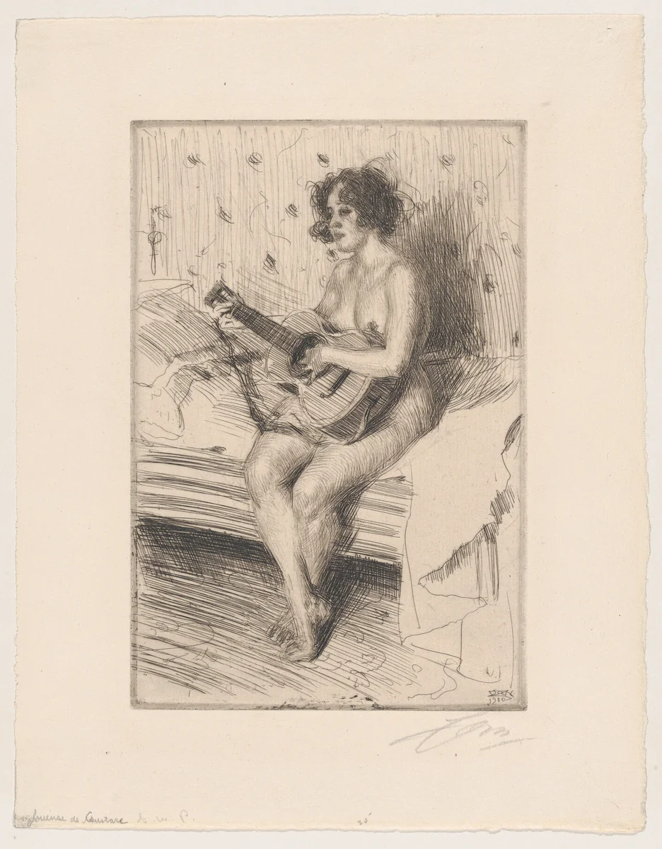 The Guitar Player by Anders Zorn, print, 1900