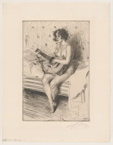 The Guitar Player by Anders Zorn, print, 1900