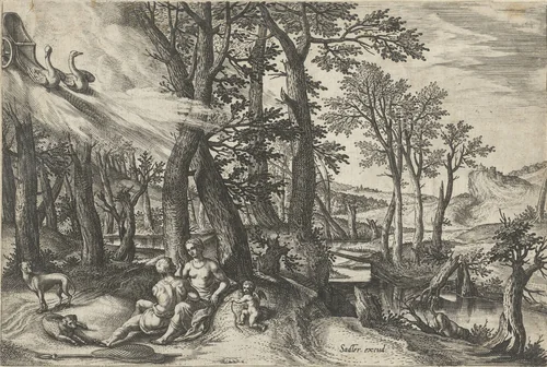 Venus and Adonis by Unknown, print, 1560-1600