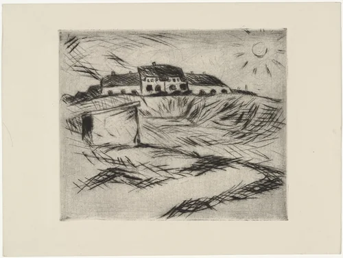 Barracks (Kaserne) (plate, loose leaf) from the periodical Das Kunstblatt, vol. 1, no. 9 (Sep 1917) by Walter Gramatté, print, 1917