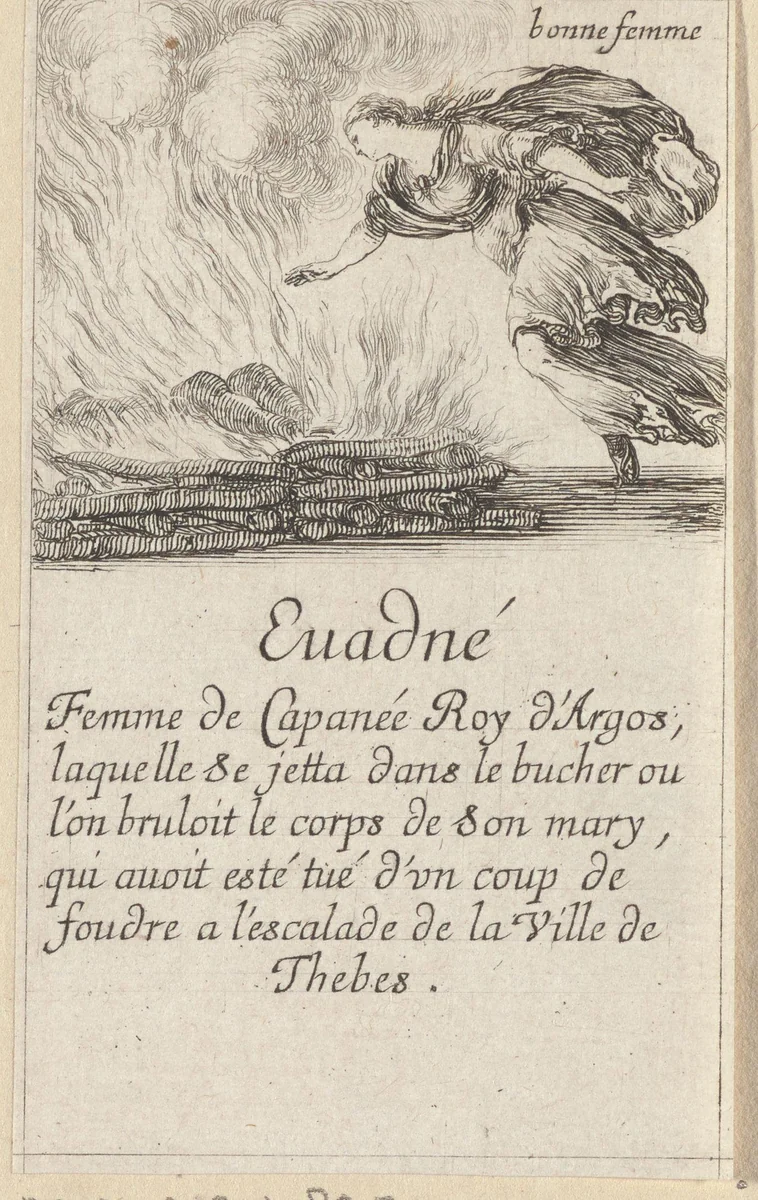 Euadne by Stefano della Bella, print, 1620-1664