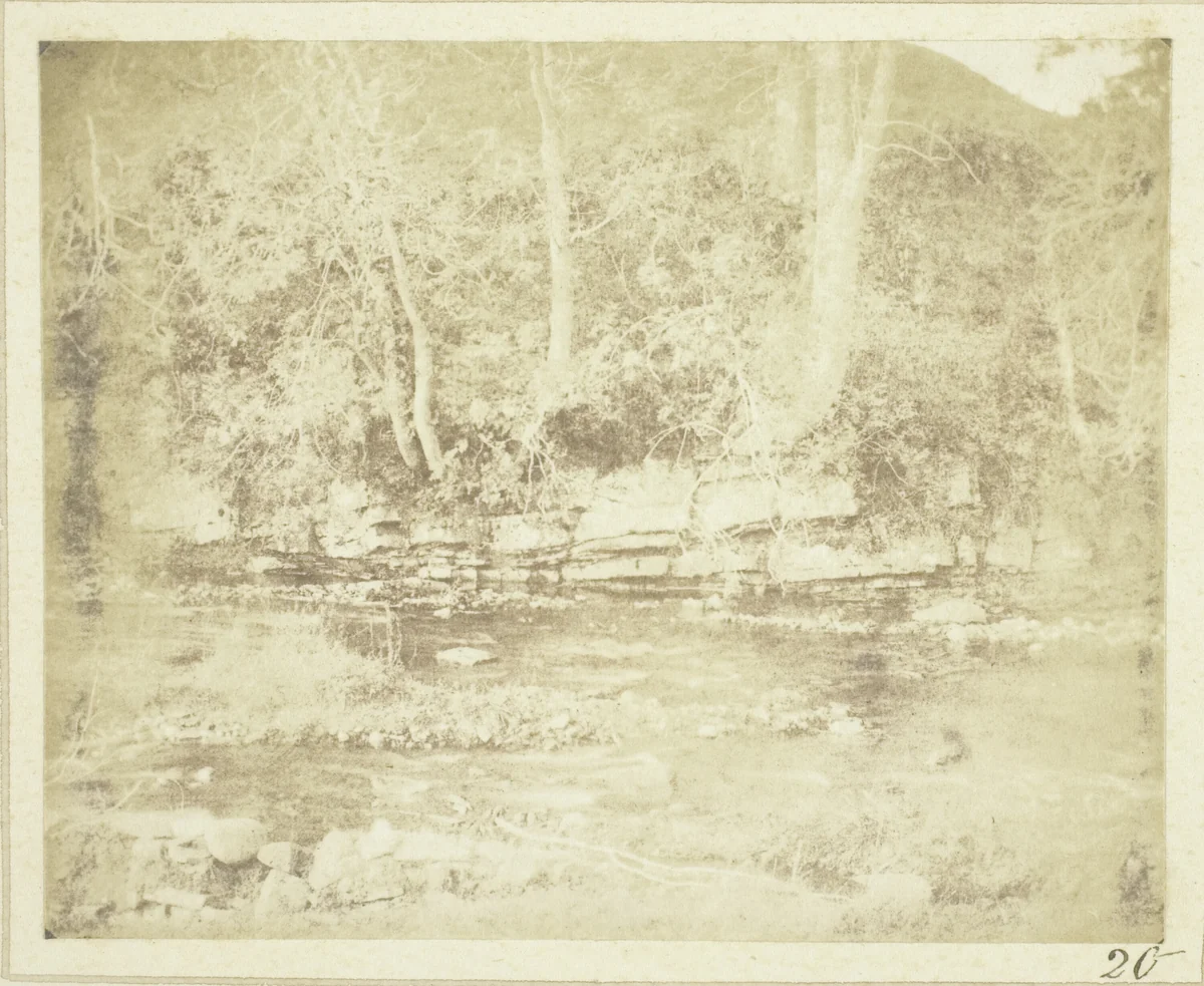 A Mountain Rivulet which Flows at the Foot of Doune Castle by William Henry Fox Talbot, photograph, 1844