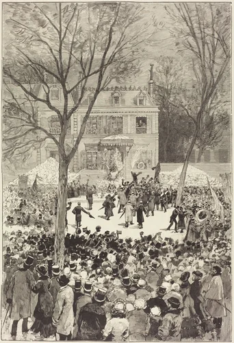 Manifestation populaire du 27 Février pour fêter le 80 année de Victor Hugo by Auguste Lepère; Daniel Vierge, portfolio, 1881