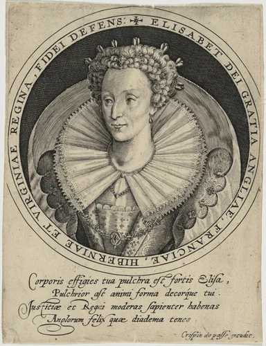 Elizabeth, Queen of England by Crispijn van de Passe I, print, 1565-1637