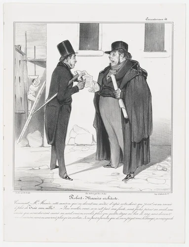 Plate 41: Robert Macaire, architect, from 'Caricaturana,' published in Les Robert Macaires by Honoré Daumier, print, 1838