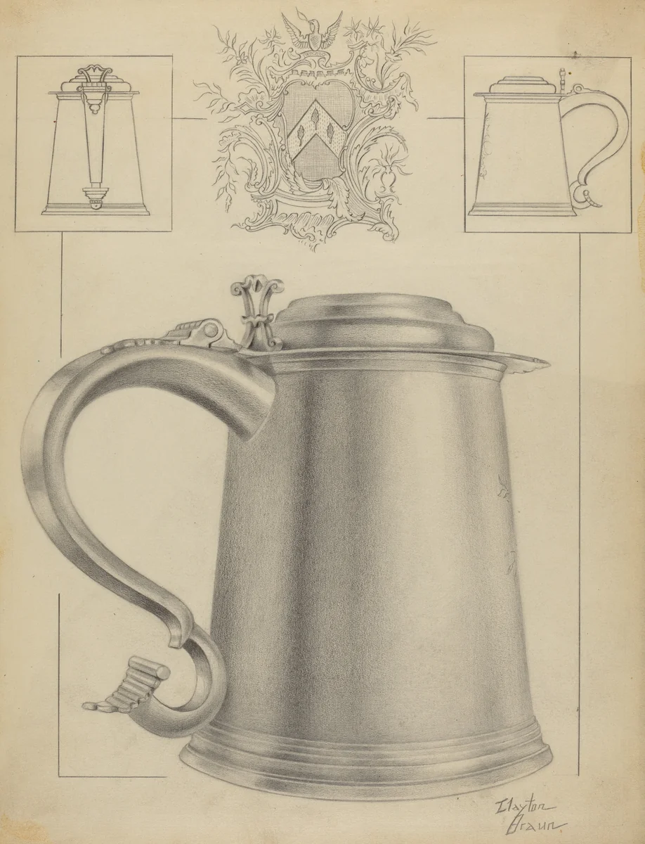 Silver Tankard by Clayton Braun, index of american design, 1936