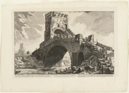 View of the Ponte Salario, from Views of Rome by Giovanni Battista Piranesi, print, 1750-1759