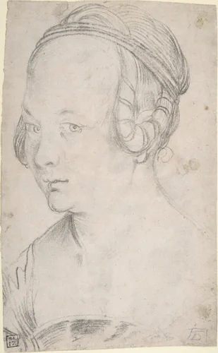 Bust of a Young Woman by Hans Baldung, drawing, 1500-1545