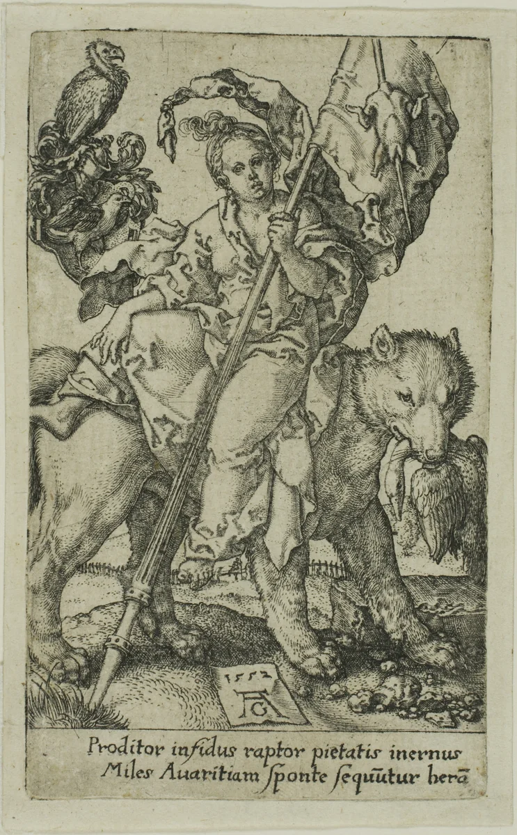 Avarice, from the Vices by Heinrich Aldegrever, print, 1552
