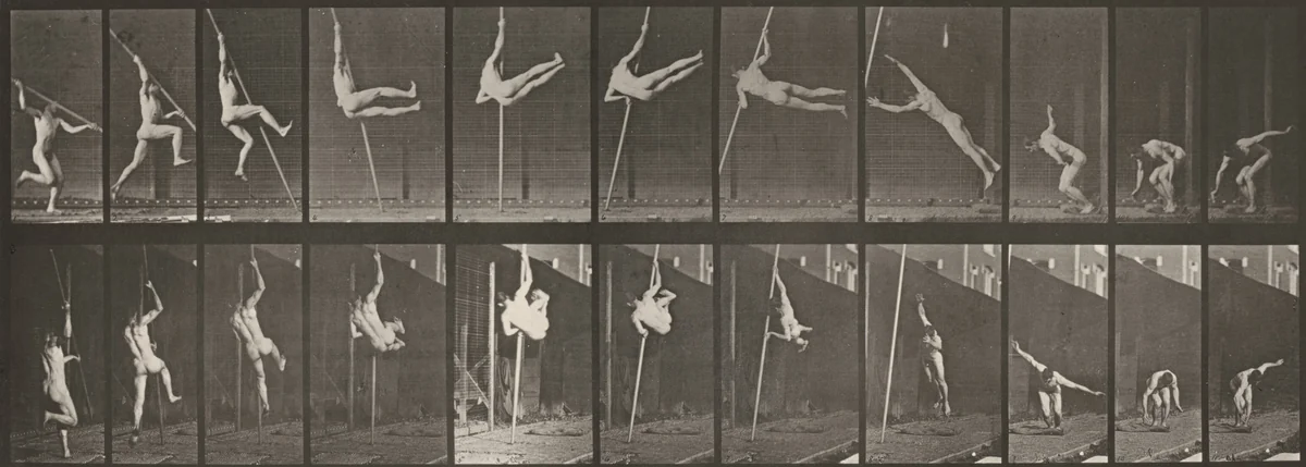 Plate Number 164. Jumping and pole-vaulting by Eadweard Muybridge, photograph, 1887