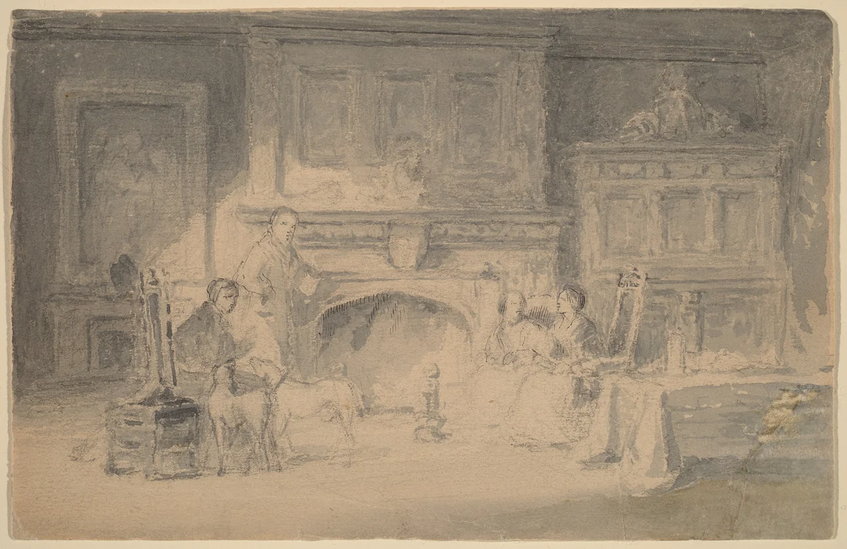 Study for "The Bailey Family" by Robert Walter Weir, drawing, 1803-1889