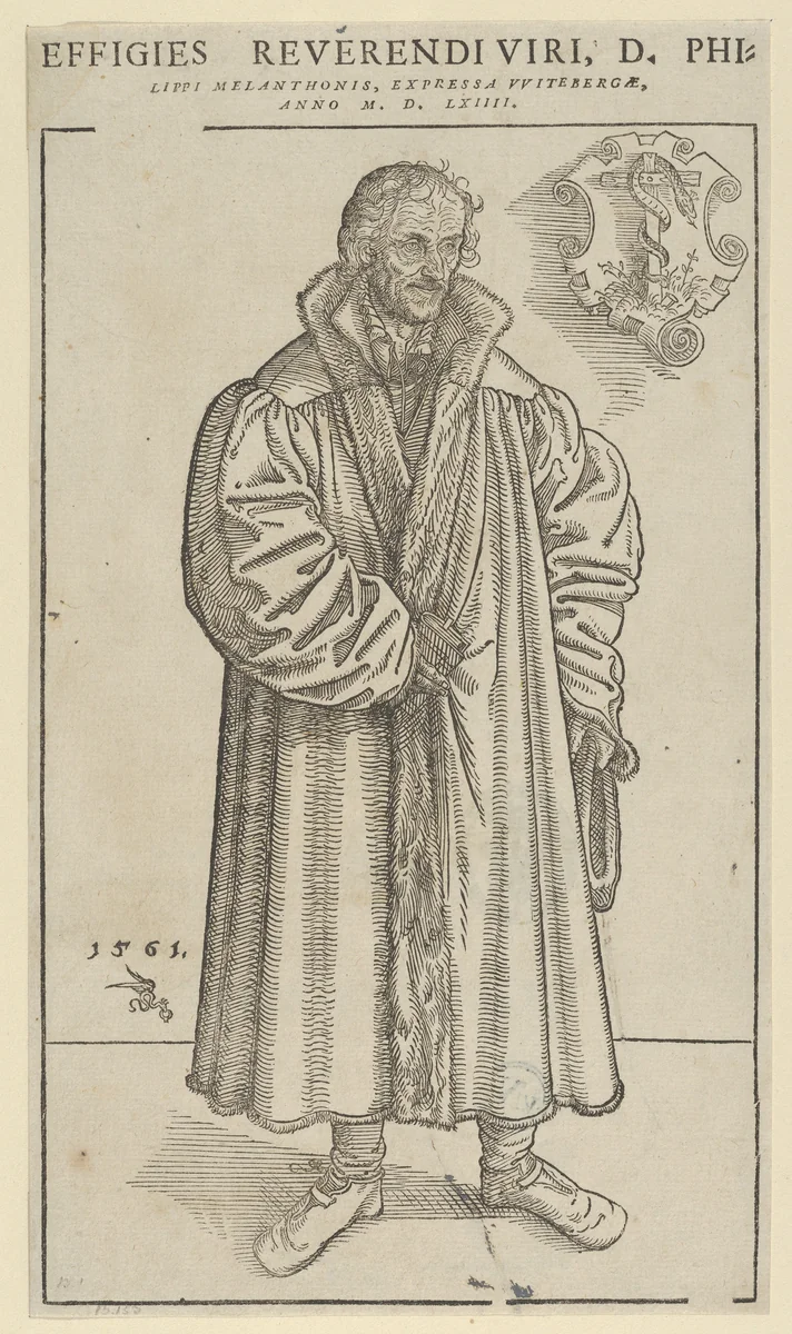 Philip Melanchthon, Full-Length Towards the Right by Lucas Cranach the Younger, print, 1561