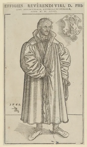 Philip Melanchthon, Full-Length Towards the Right by Lucas Cranach the Younger, print, 1561