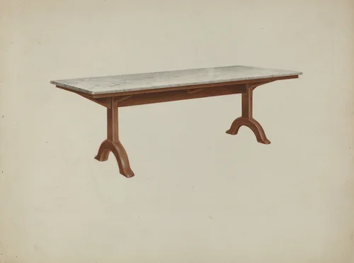 Shaker Dining Table (Marble Top) by John W. Kelleher, index of american design, 1935-1942
