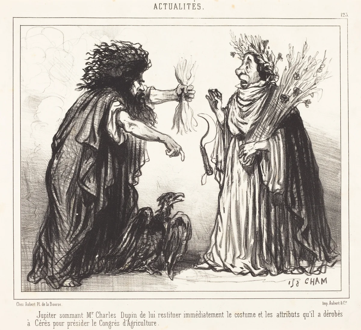 Jupiter sommant Mr. Charles Dupin by Amédée Charles Henri Cham; Aubert, print, 1819-1879