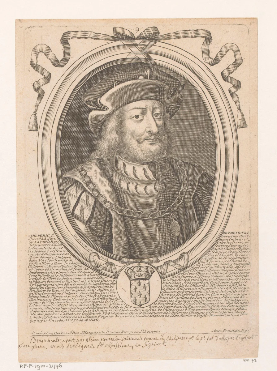 Portret van Chilperik I by Nicolas de Larmessin, print, 1647-1678