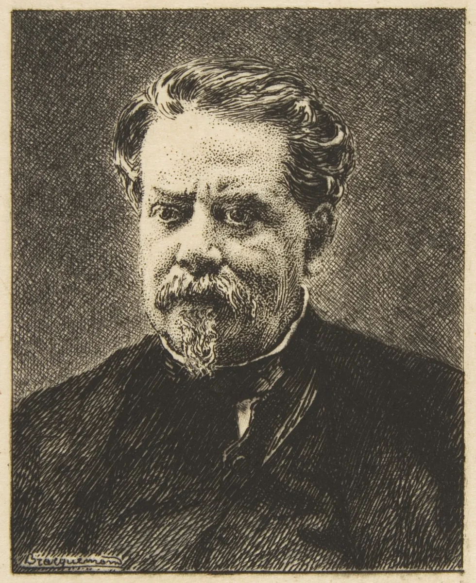 Portrait of Benjamin Fillon by Félix Bracquemond, print, 1876