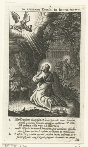 Christus in de hof van Olijven by Boëtius Adamsz. Bolswert, print, 1590-1622