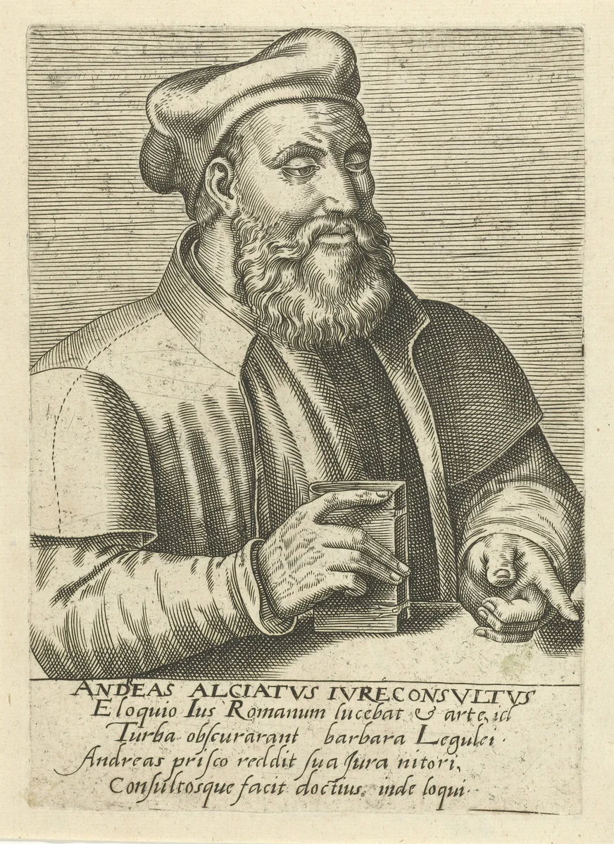 Portret van Andrea Alciati by anonymous, print, 1567-1650