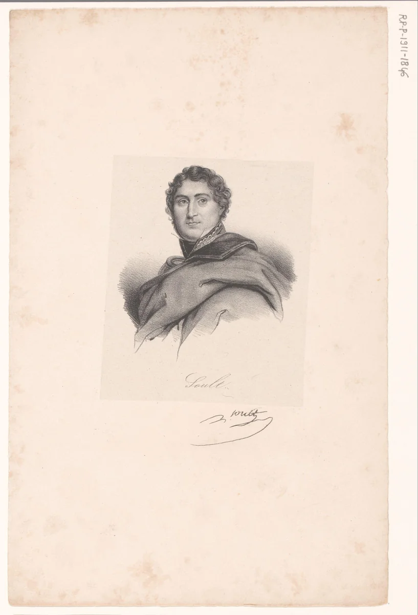 Portret van Nicolas Jean-de-Dieu Soult by anonymous, print, 1818-1842