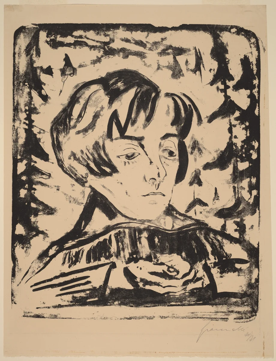 Listening by Walter Gramatté, print, 1920-1921