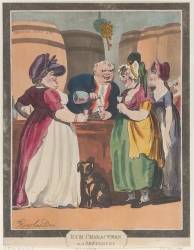 Rum Characters in a Shrubbery by Thomas Rowlandson, print, 1808