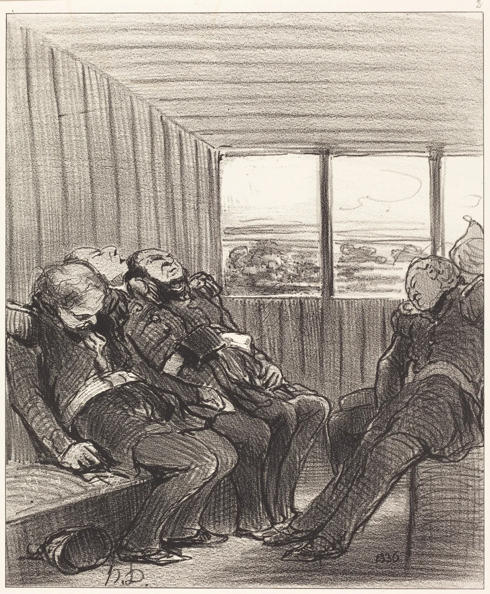 Le Voyage en chemin de fer... by Honoré Daumier, print, 1848
