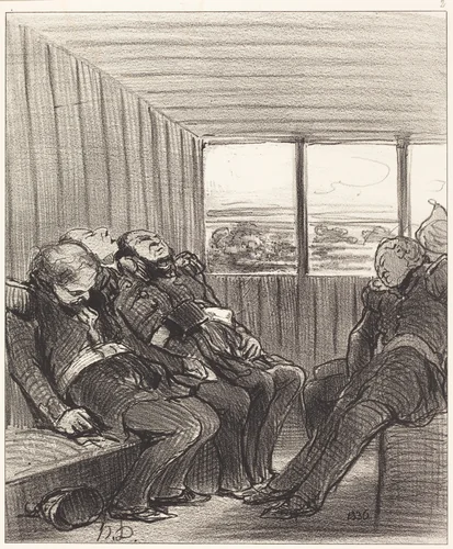 Le Voyage en chemin de fer... by Honoré Daumier, print, 1848