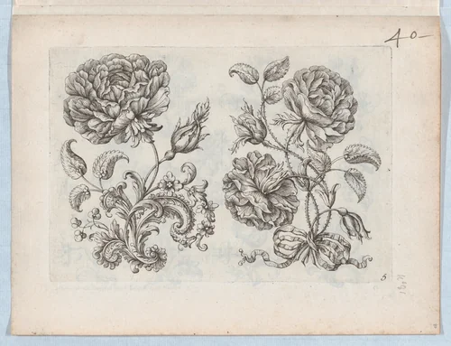 Series of Small Flower Motifs, Plate 5 by Paul Androuet Ducerceau, print, 1665-1675